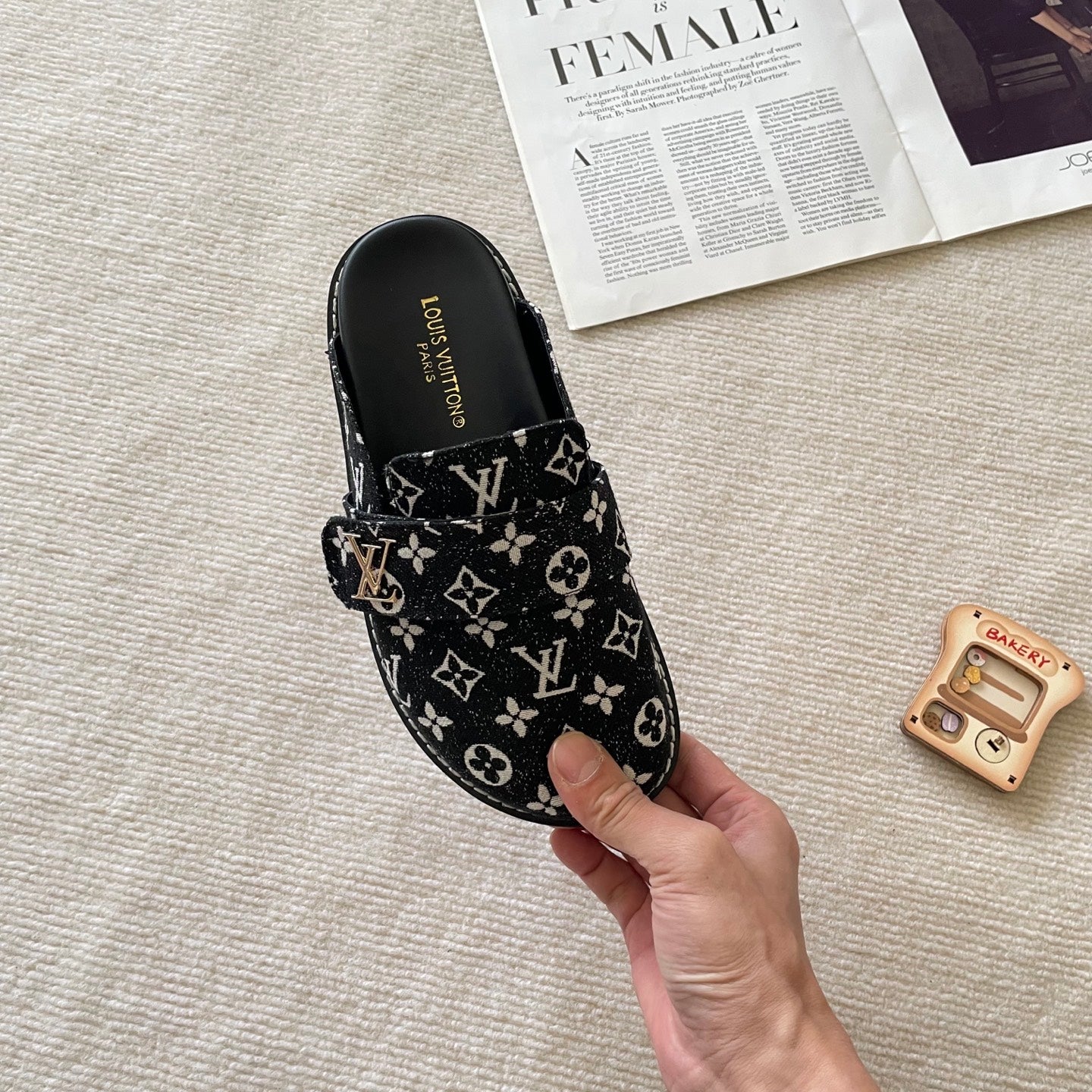 Unisex canvas embossed half slippers