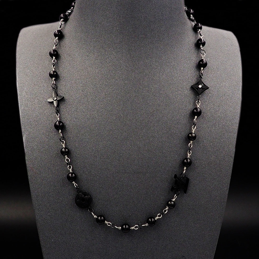 Black steel bead necklace