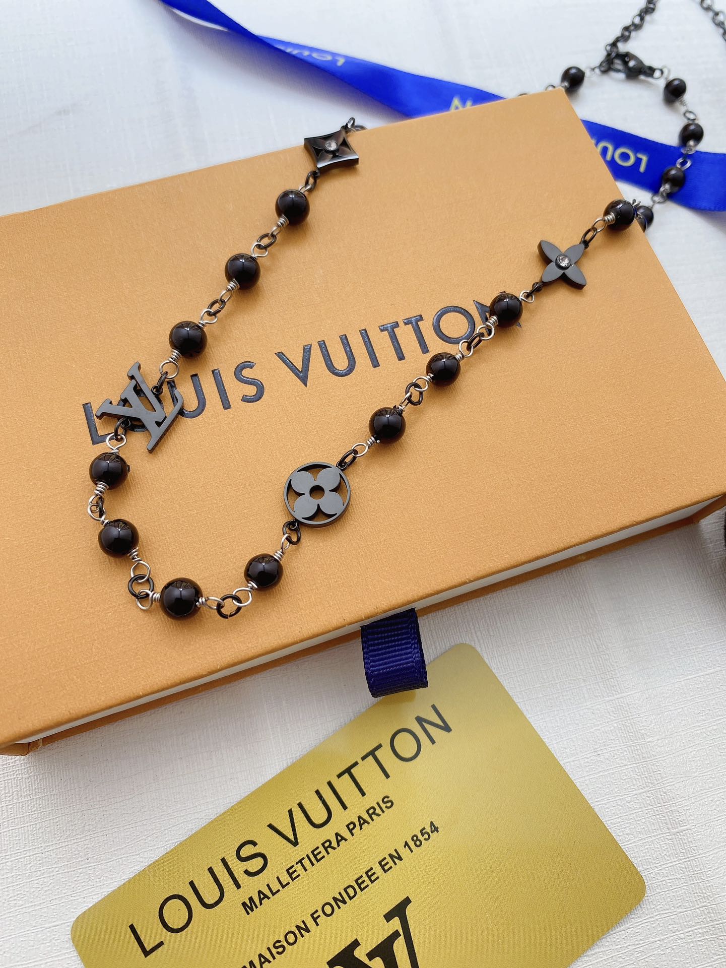 Black steel bead necklace