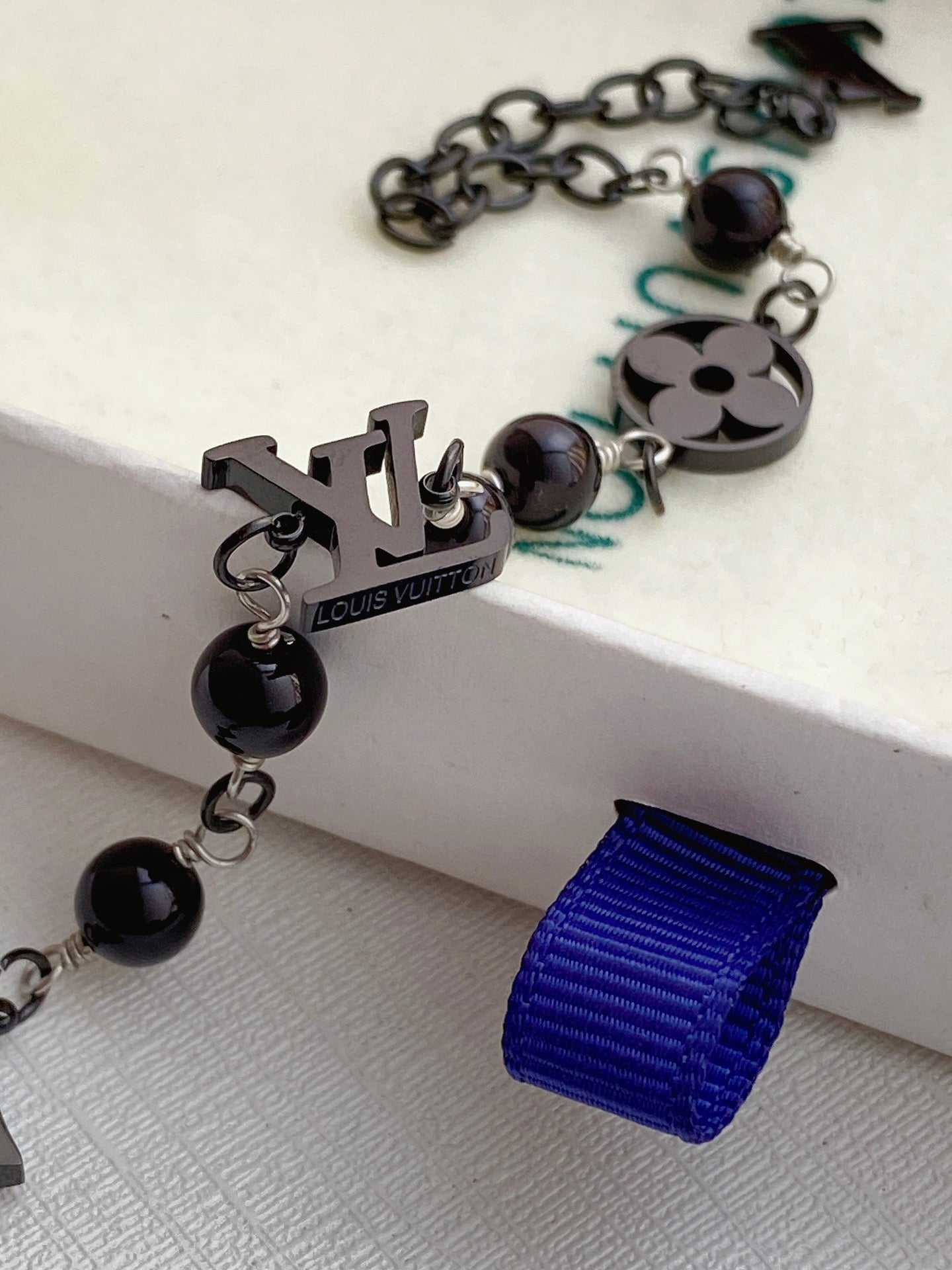 Black steel bead bracelet
