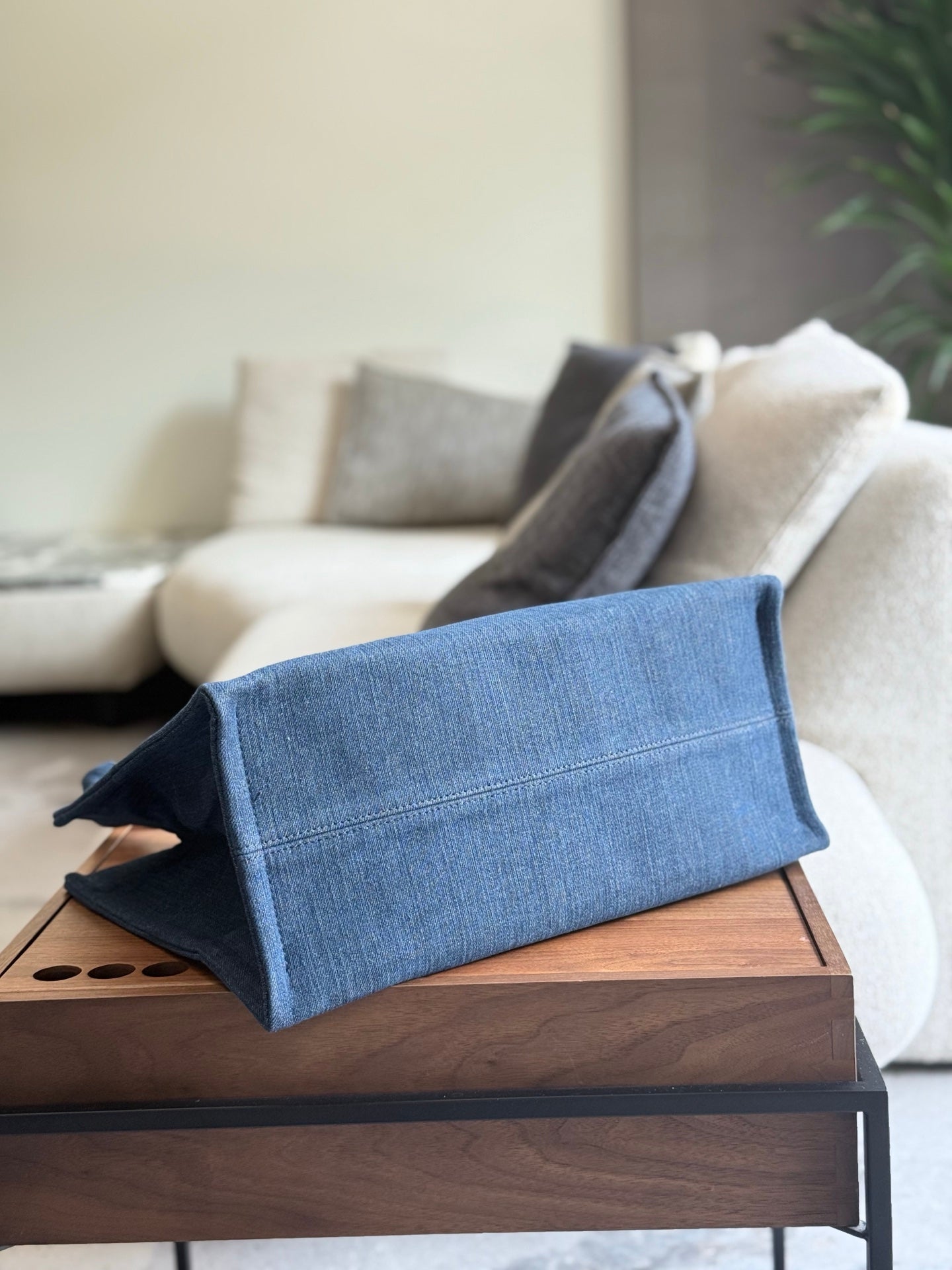 Large denim tote bag