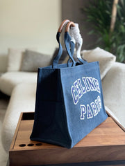 Large denim tote bag