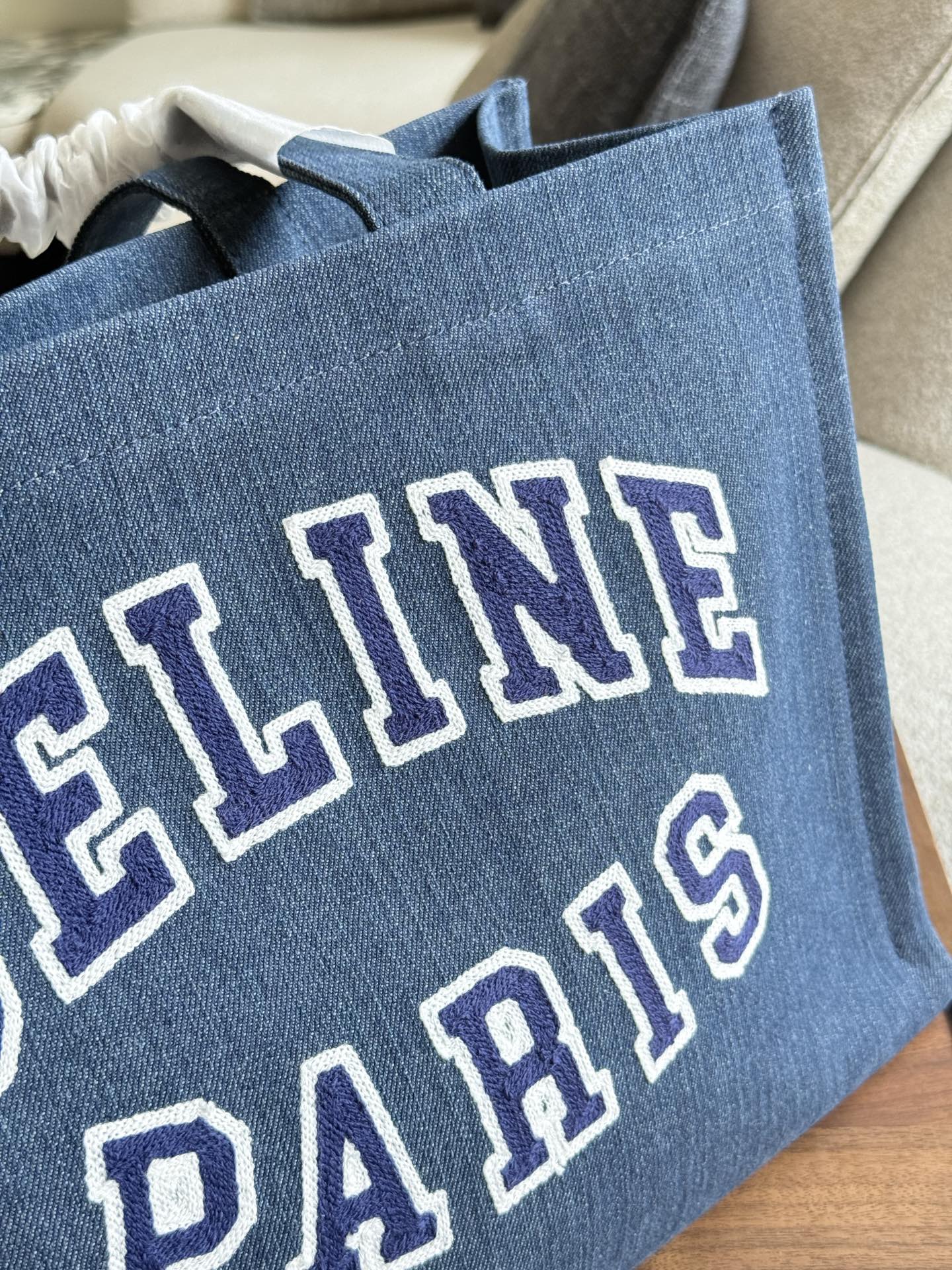 Large denim tote bag