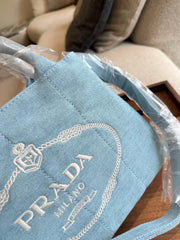 Small light-colored denim tote bag