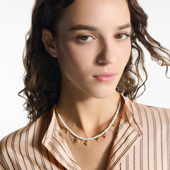 Double-layer pearl pendant bracelet and necklace