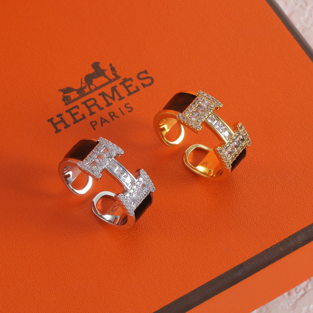 Enamel Diamond Open Ring