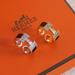 Enamel Diamond Open Ring