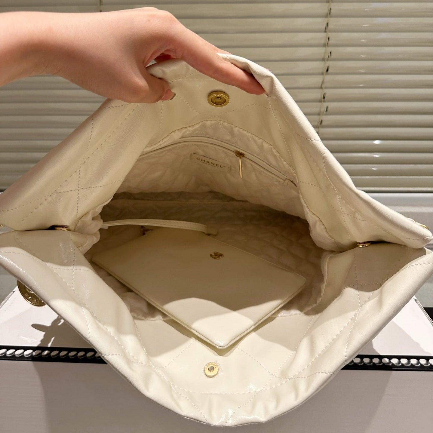 Large Waxed Leather Gold Shoulder Bag