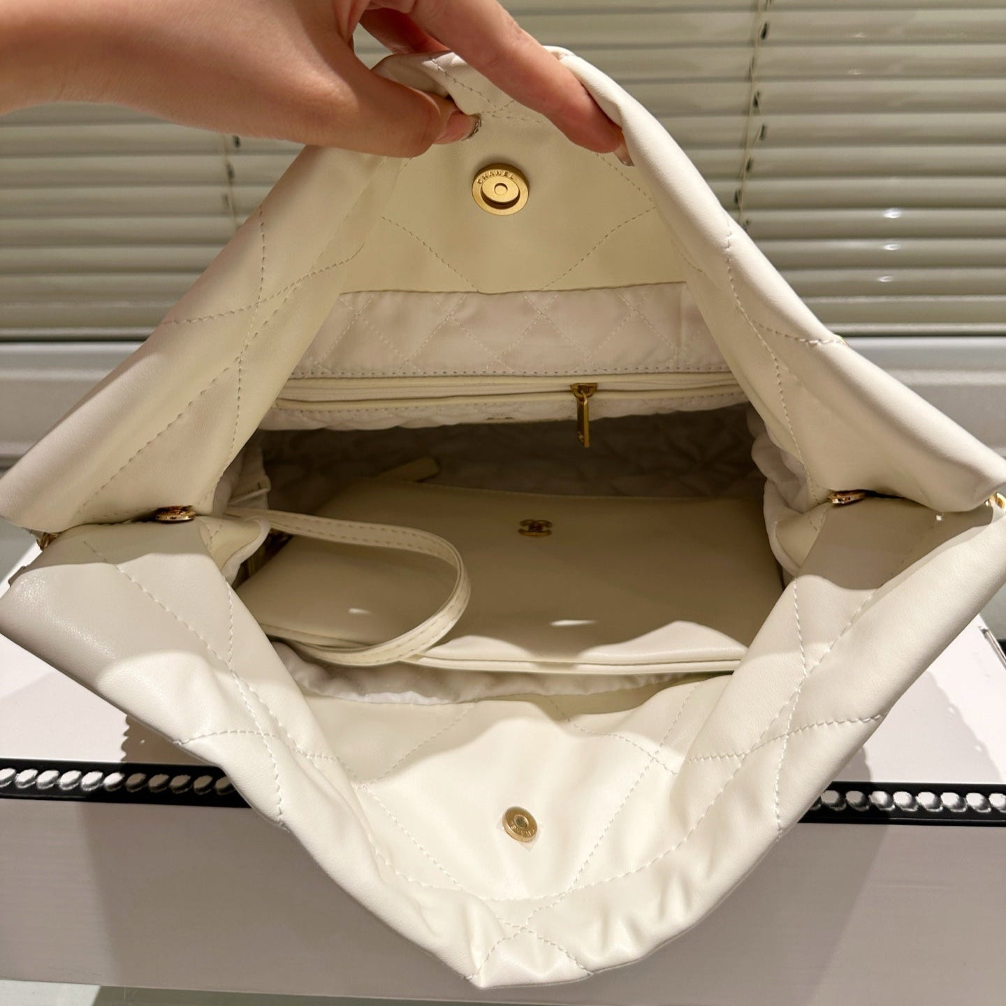 Small Waxed Leather Gold Shoulder Bag