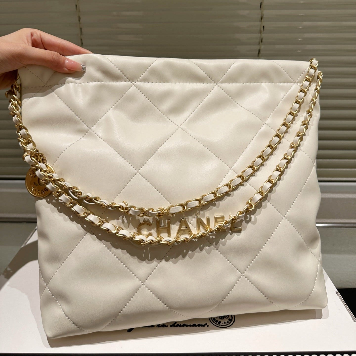 Small Waxed Leather Gold Shoulder Bag