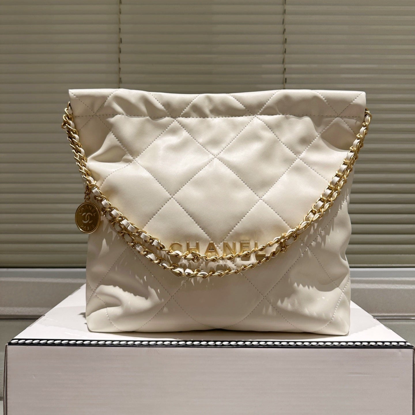 Small Waxed Leather Gold Shoulder Bag