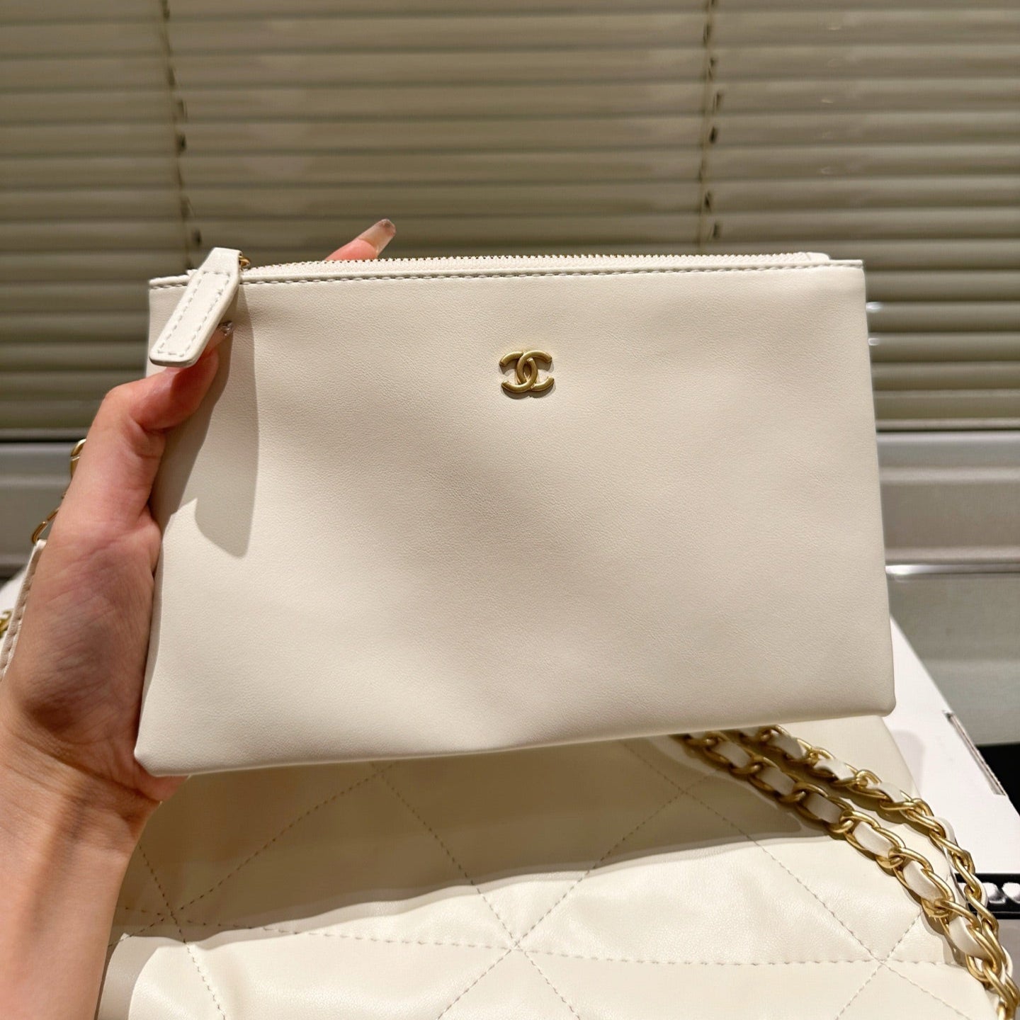 Small Waxed Leather Gold Shoulder Bag