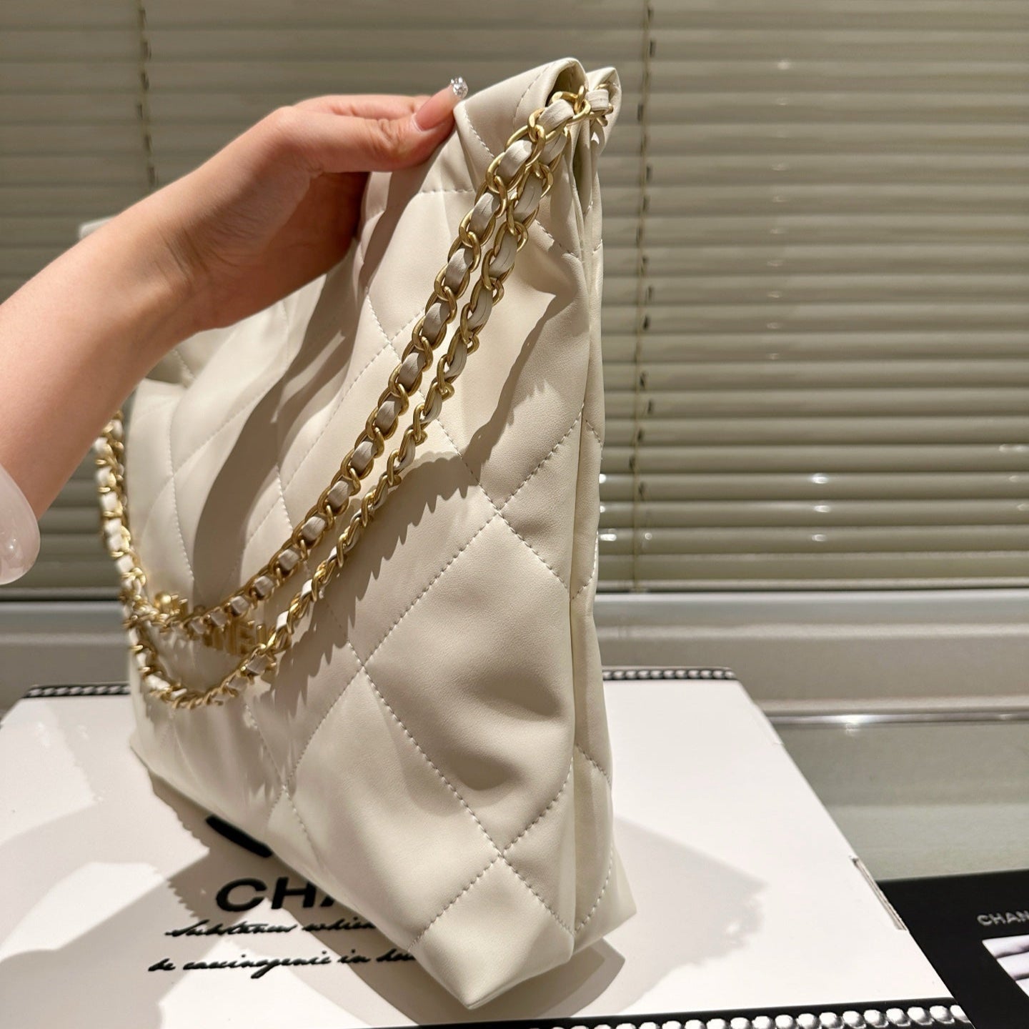 Small Waxed Leather Gold Shoulder Bag