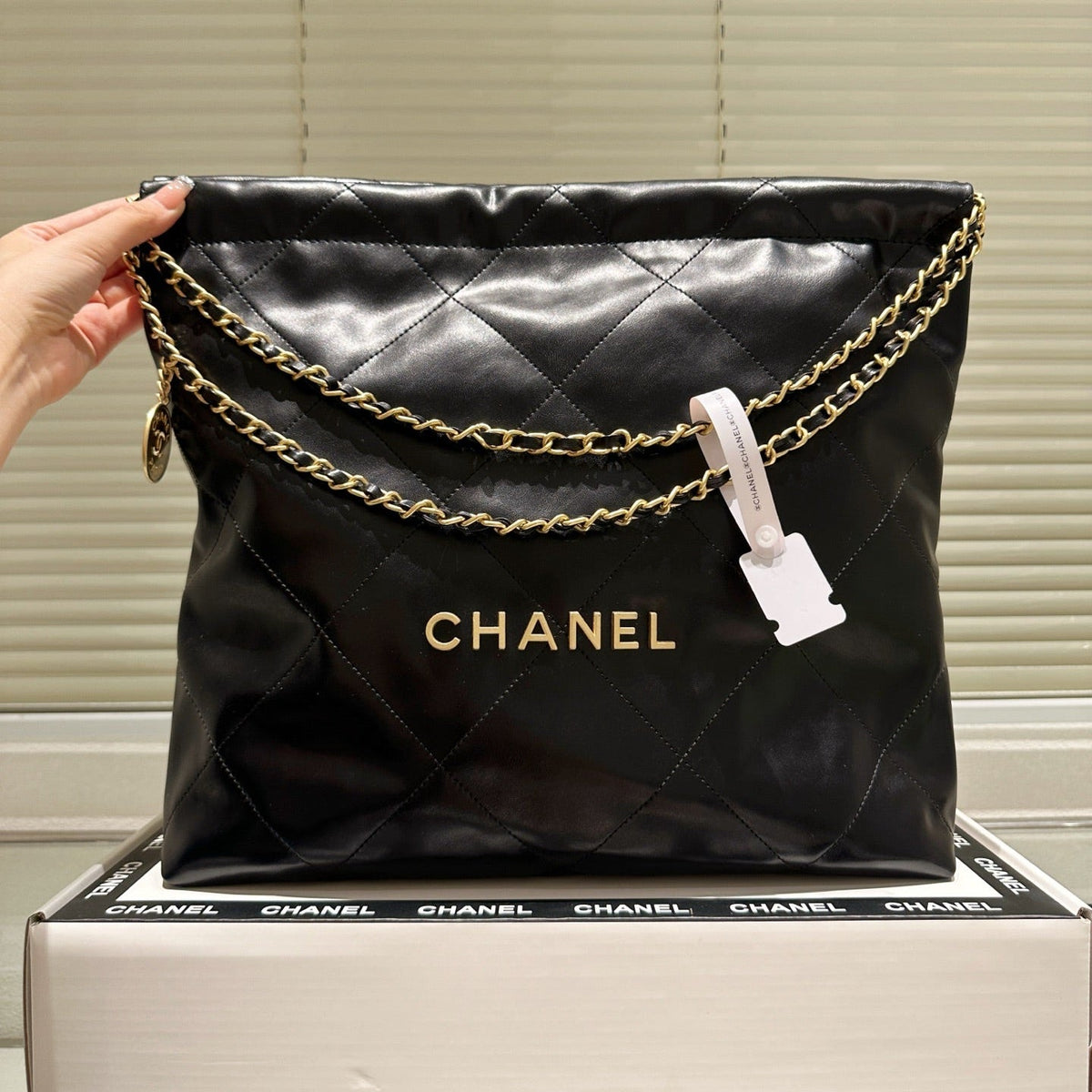 Large Waxed Leather Gold Shoulder Bag