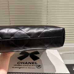 Large Waxed Leather Silver Shoulder Bag