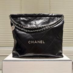 Large Waxed Leather Silver Shoulder Bag