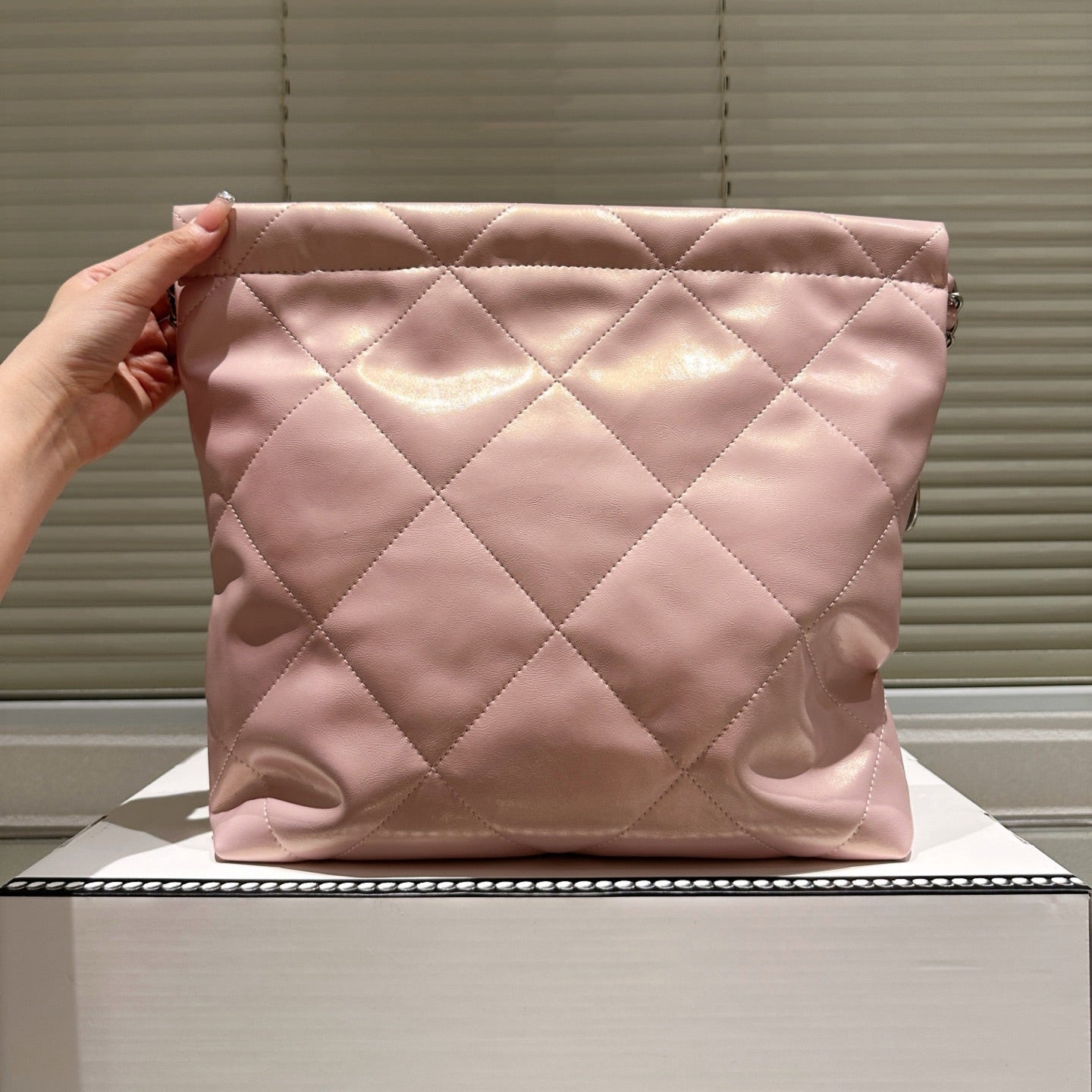 Small Waxed Leather Silver Shoulder Bag