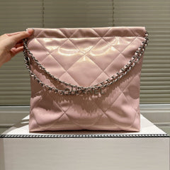 Small Waxed Leather Silver Shoulder Bag