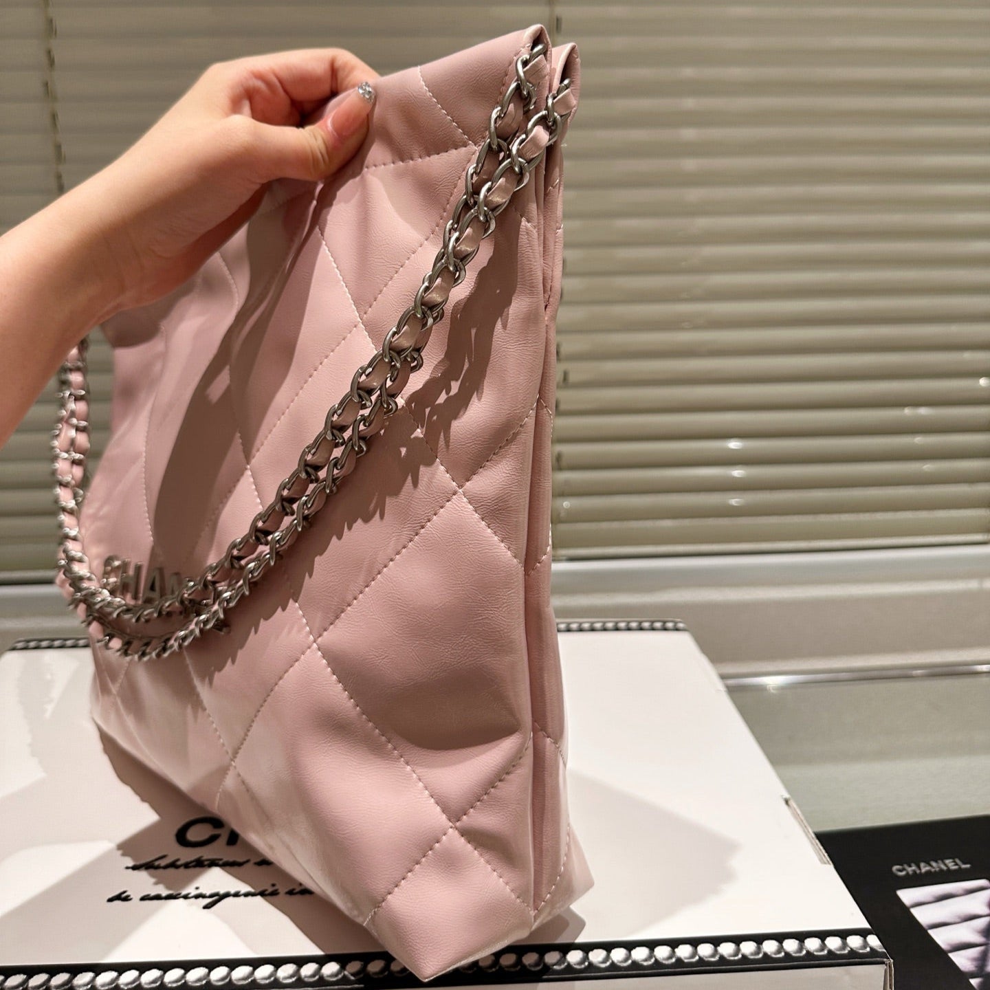 Small Waxed Leather Silver Shoulder Bag
