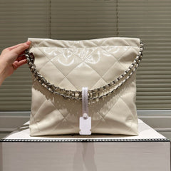 Small Waxed Leather Silver Shoulder Bag