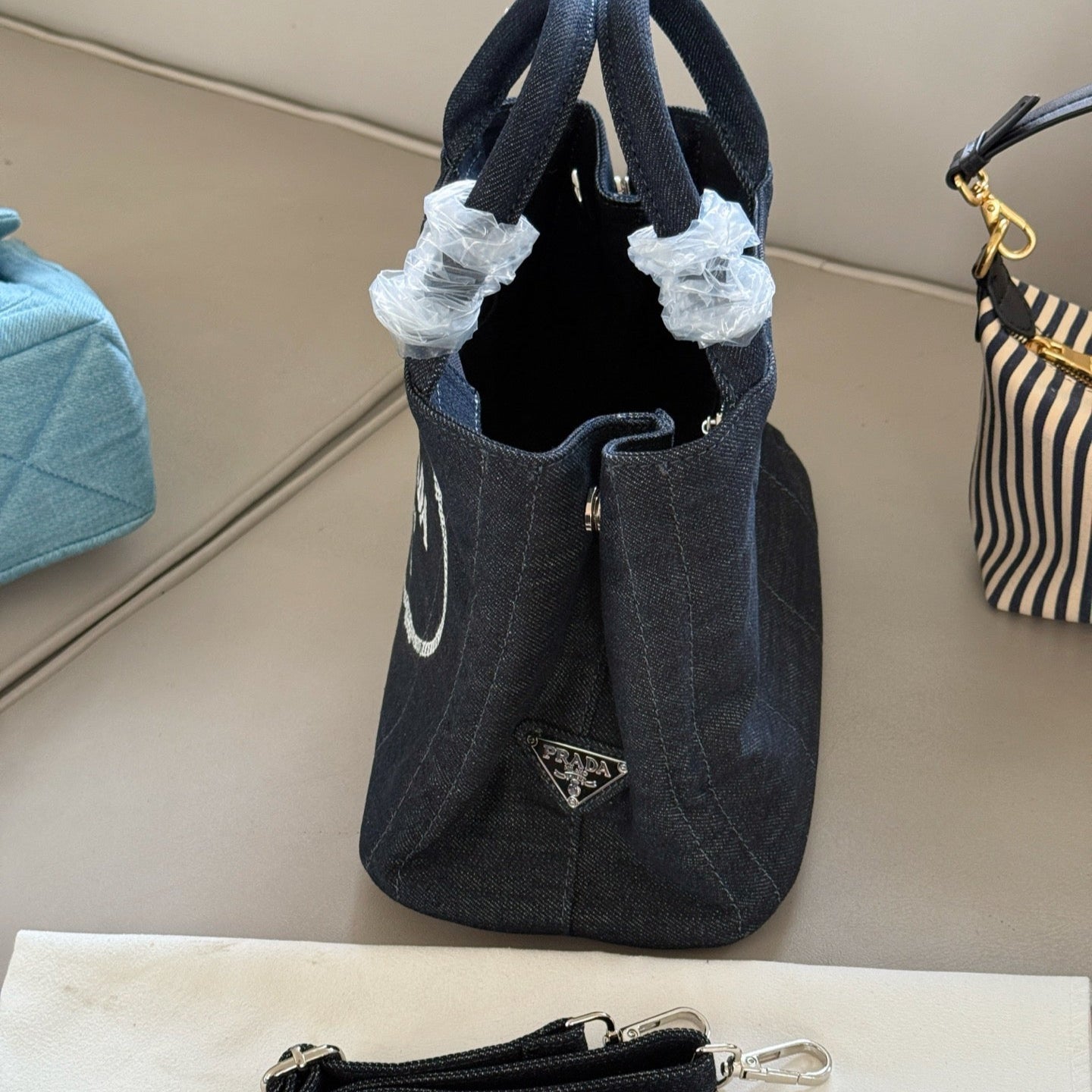 Denim Fabric Tote Handbag