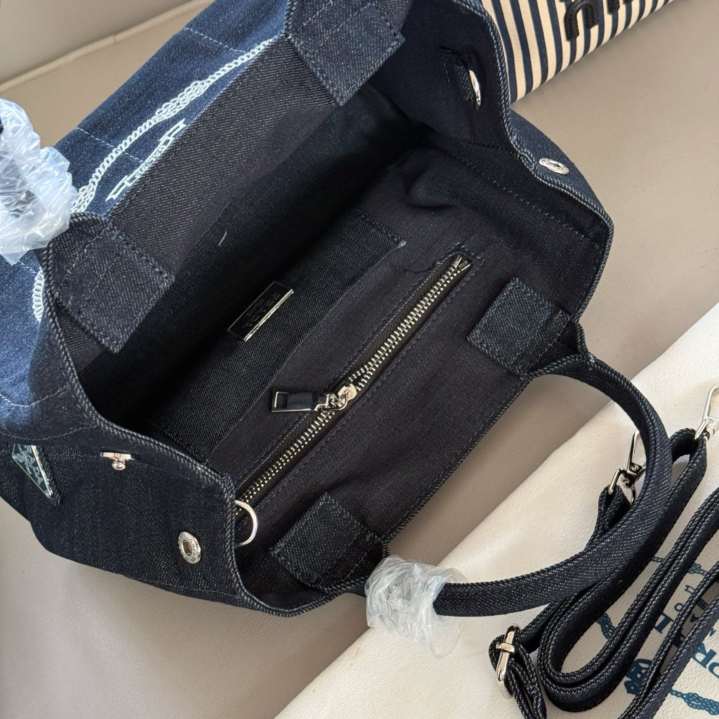 Denim Fabric Tote Handbag