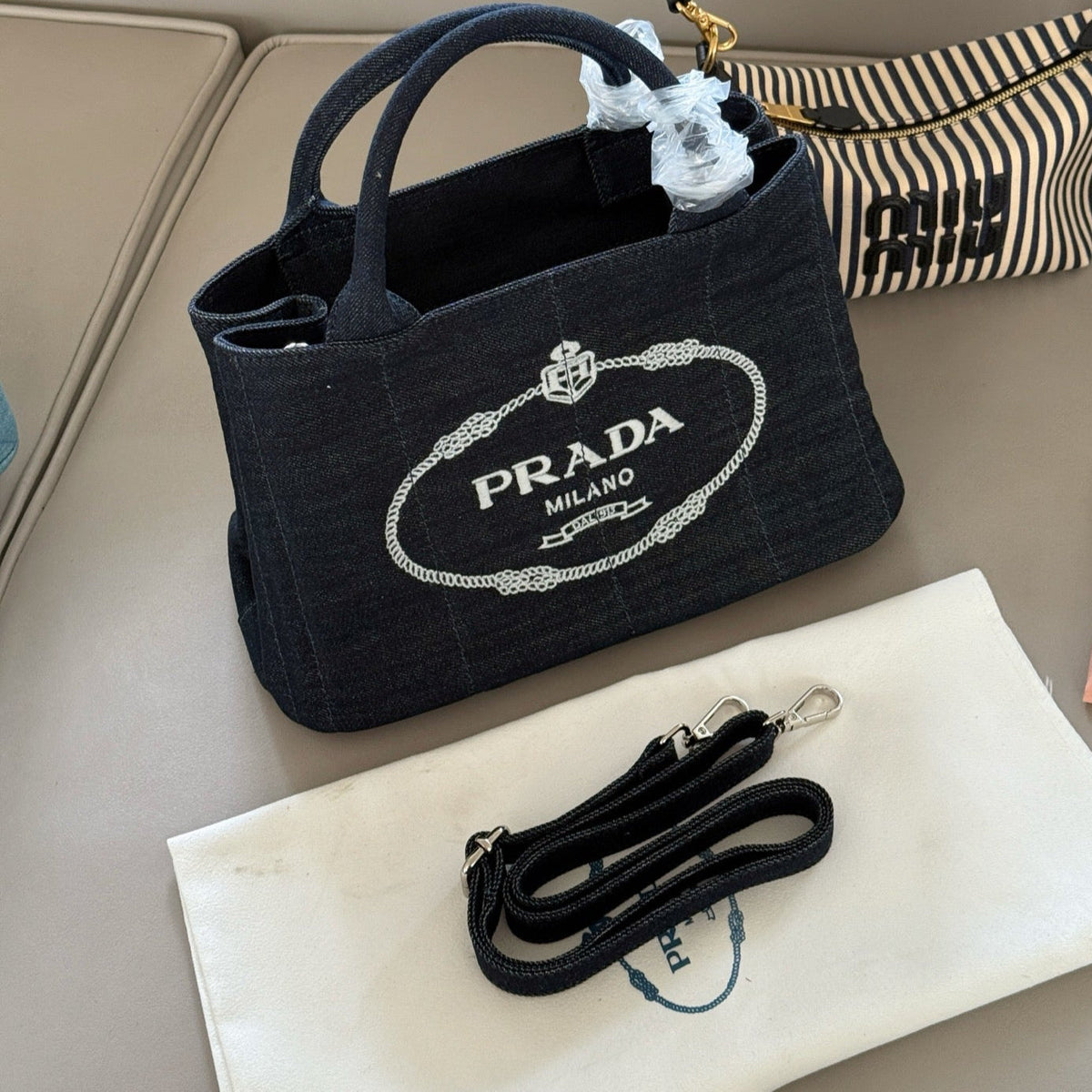 Denim Fabric Tote Handbag