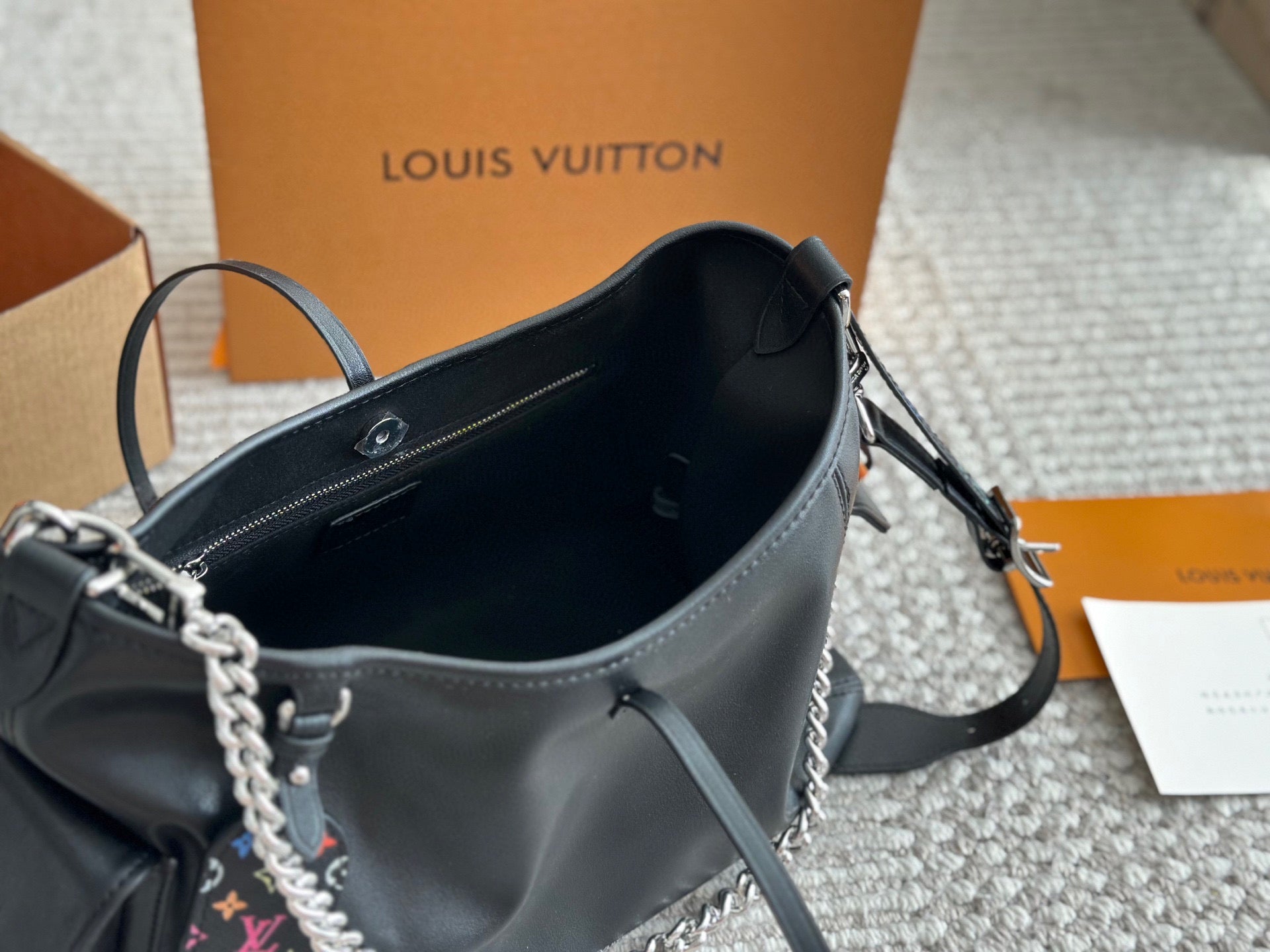 Black Leather Chain Handbag
