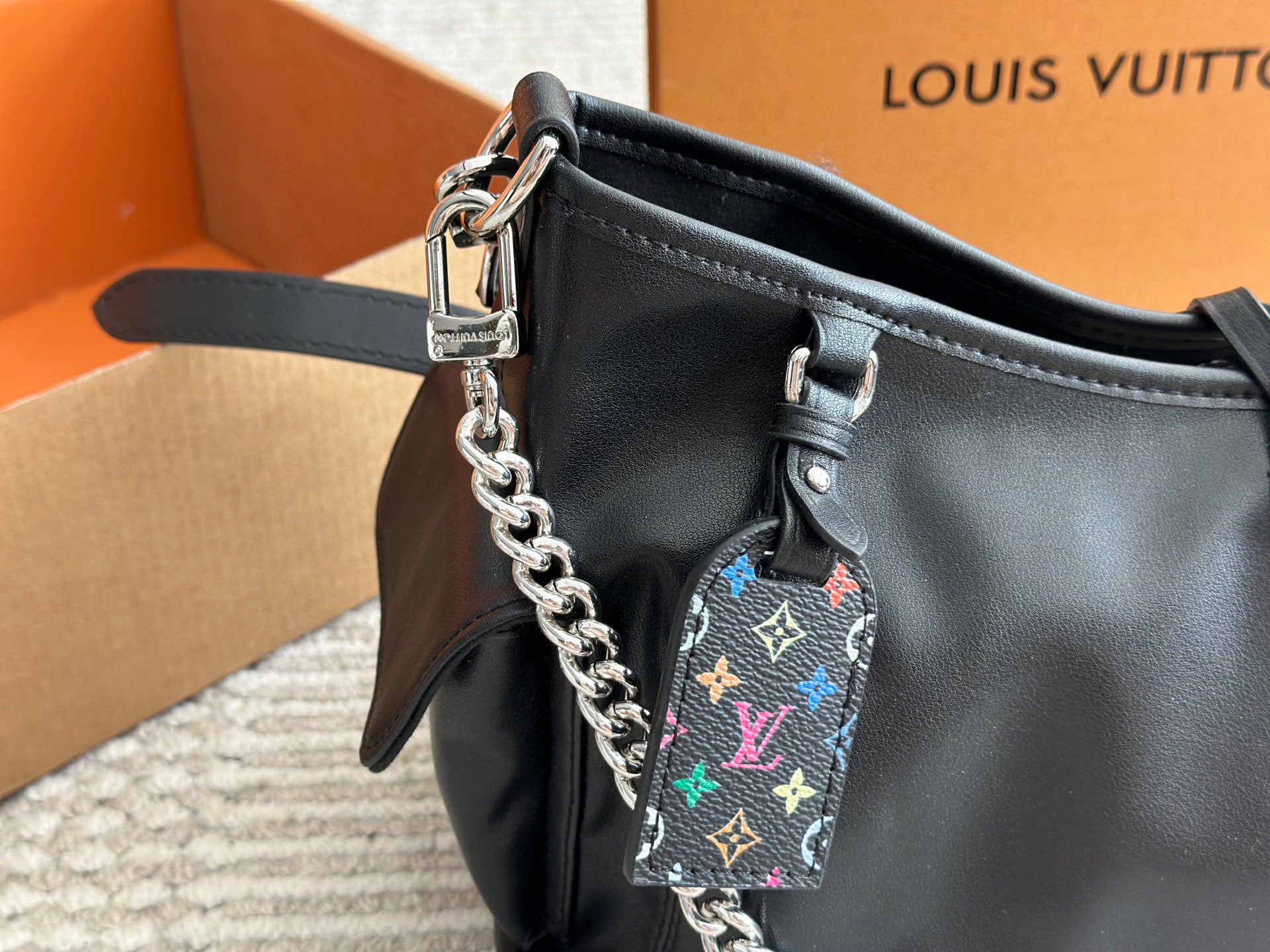 Black Leather Chain Handbag
