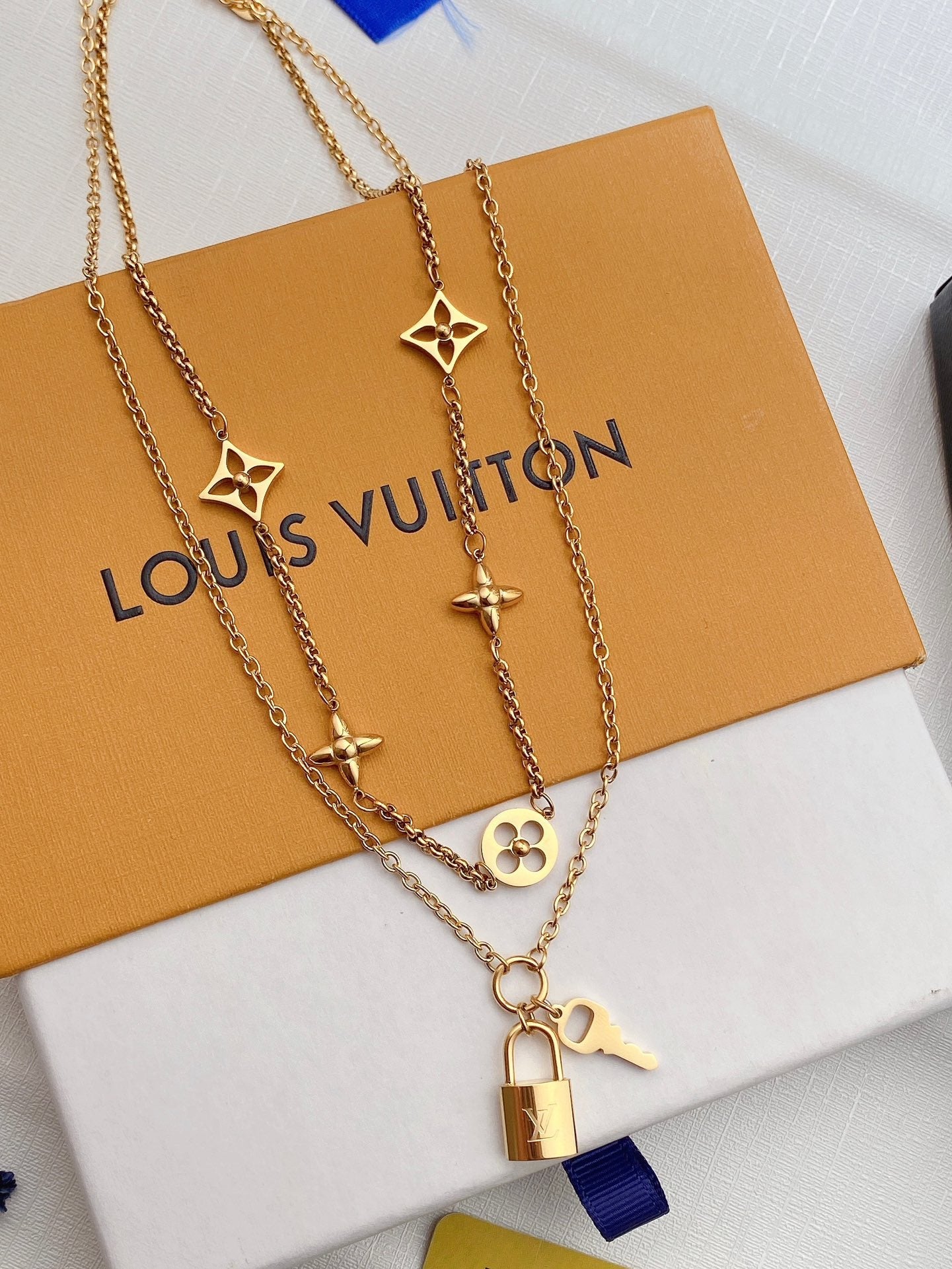Floral Lettering Detachable Double Necklace