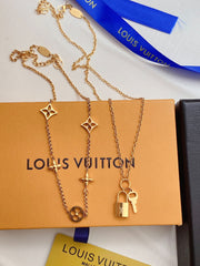 Floral Lettering Detachable Double Necklace