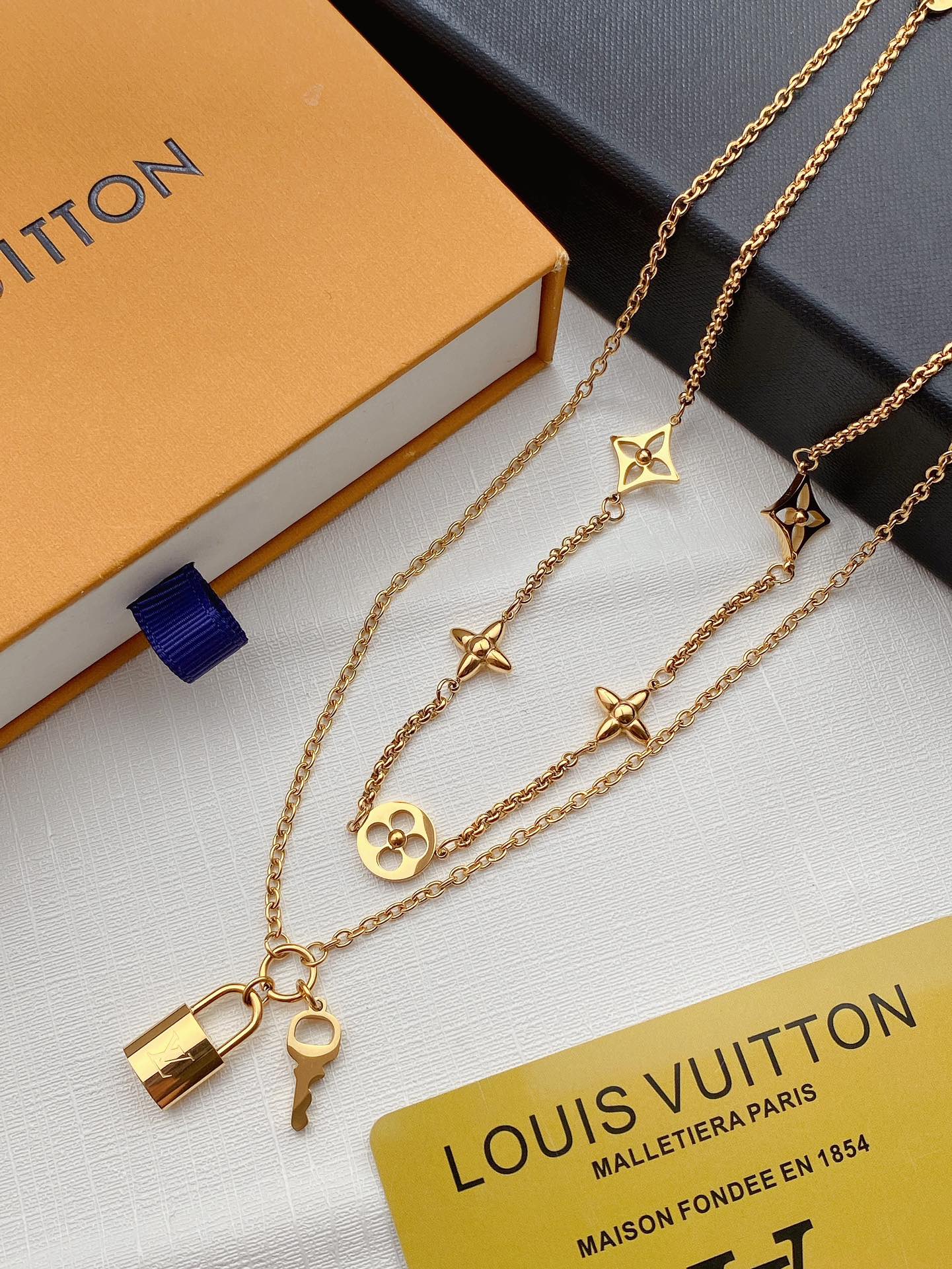 Floral Lettering Detachable Double Necklace