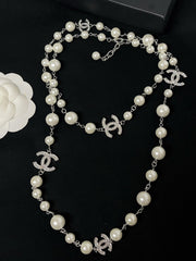 Elegant pearl long necklace