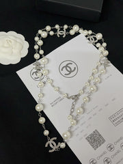 Elegant pearl long necklace
