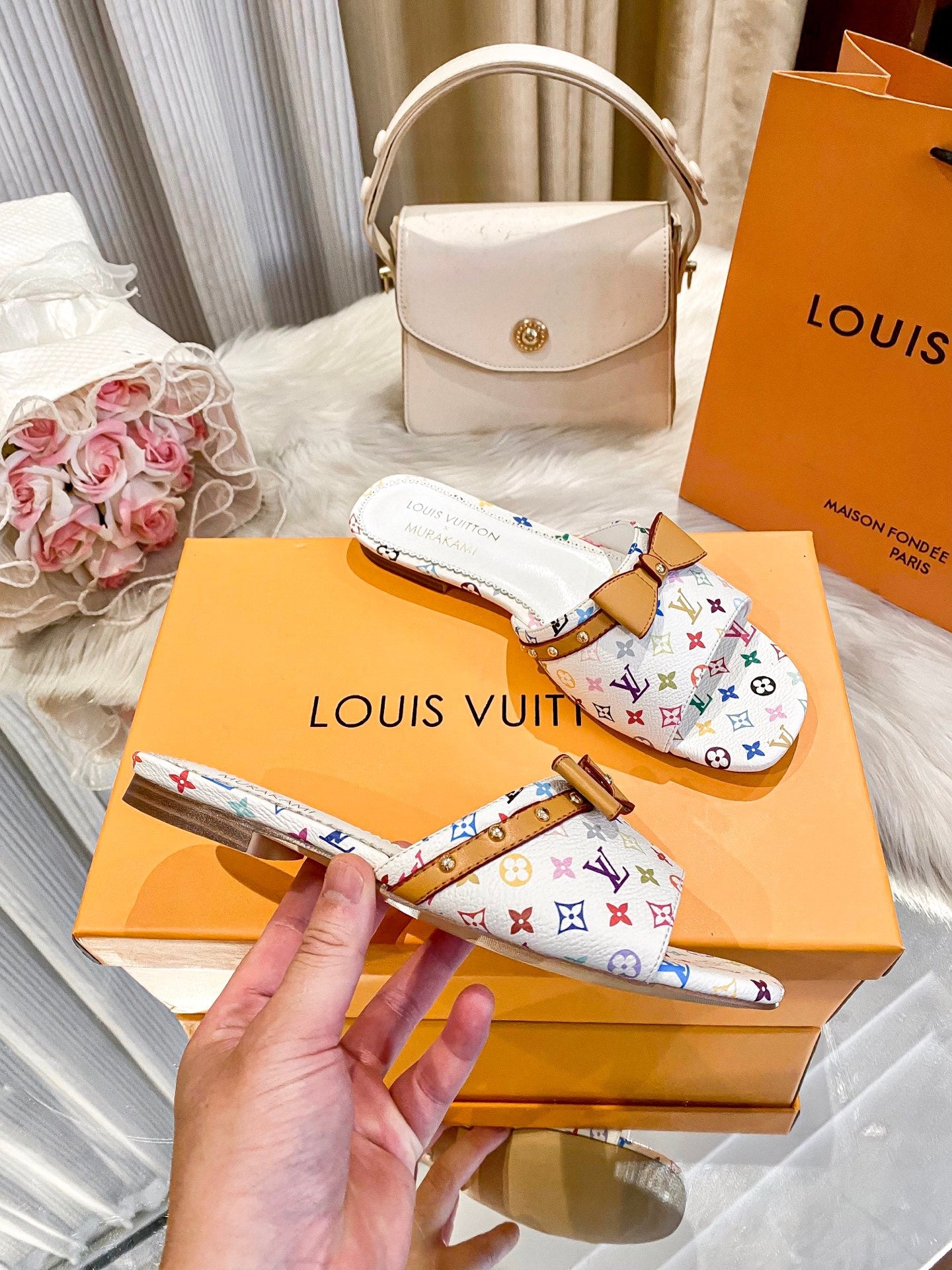 Colorful Printed Flat Slippers