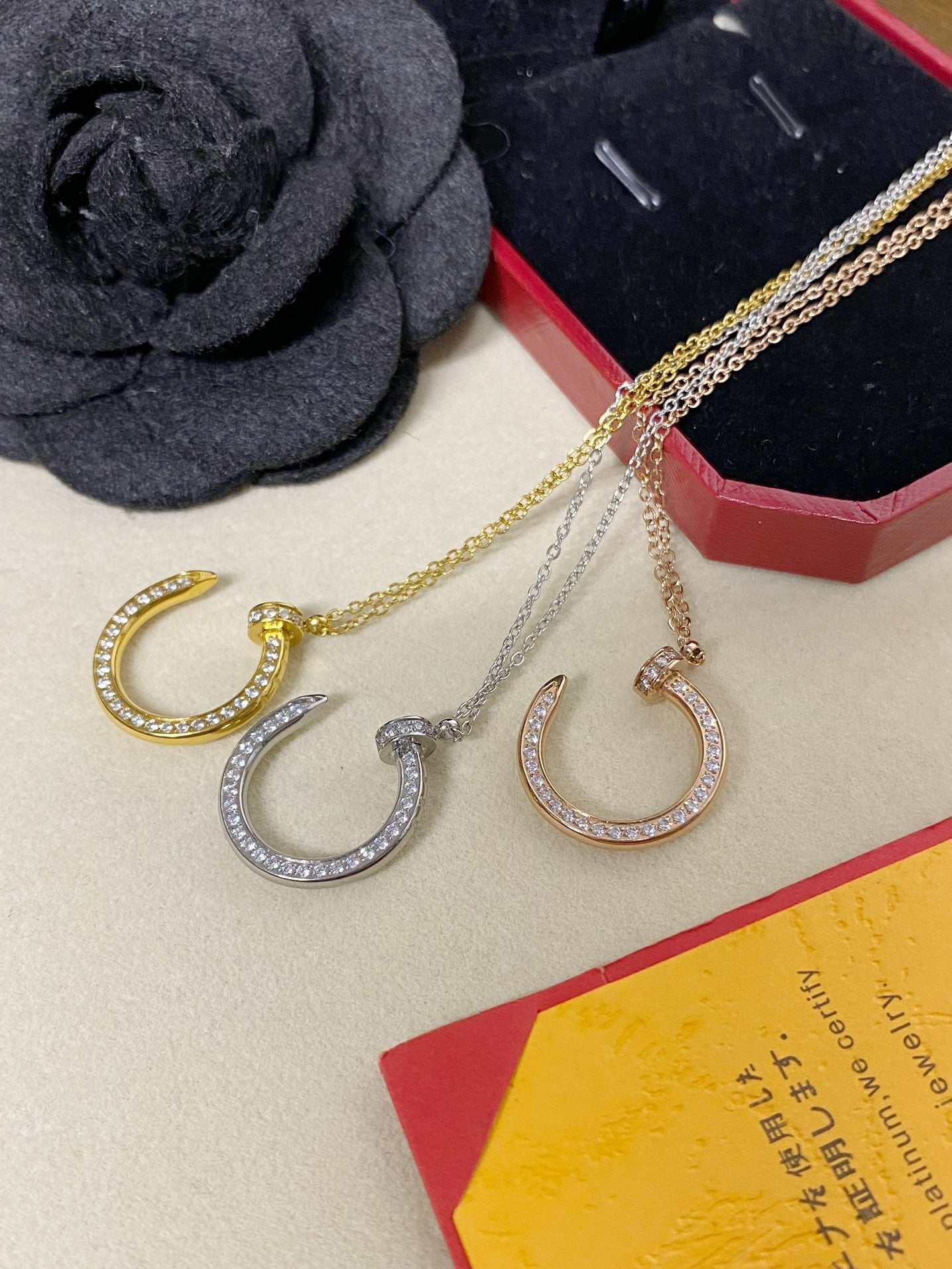 Diamond nail pendant necklace