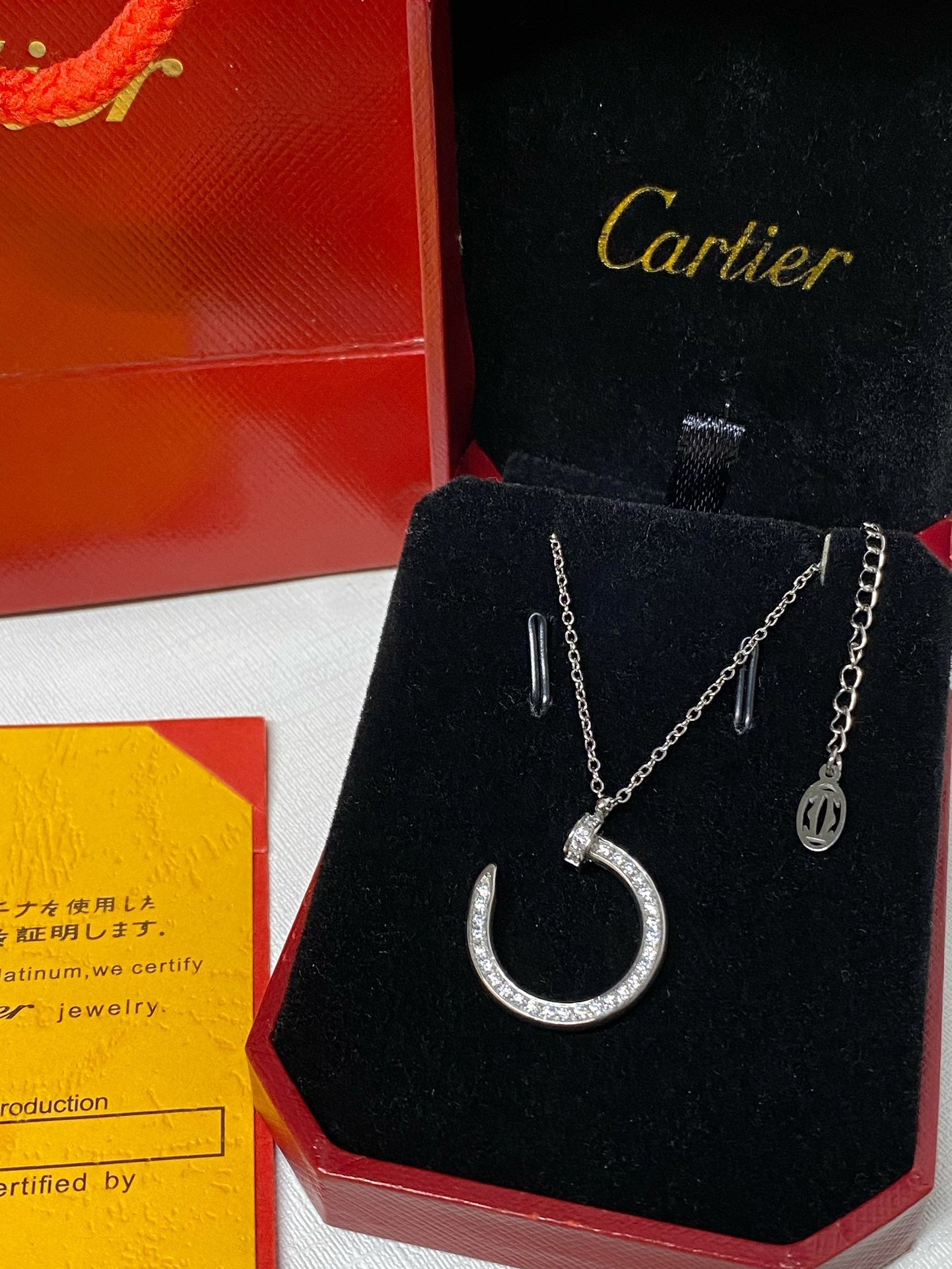 Diamond nail pendant necklace