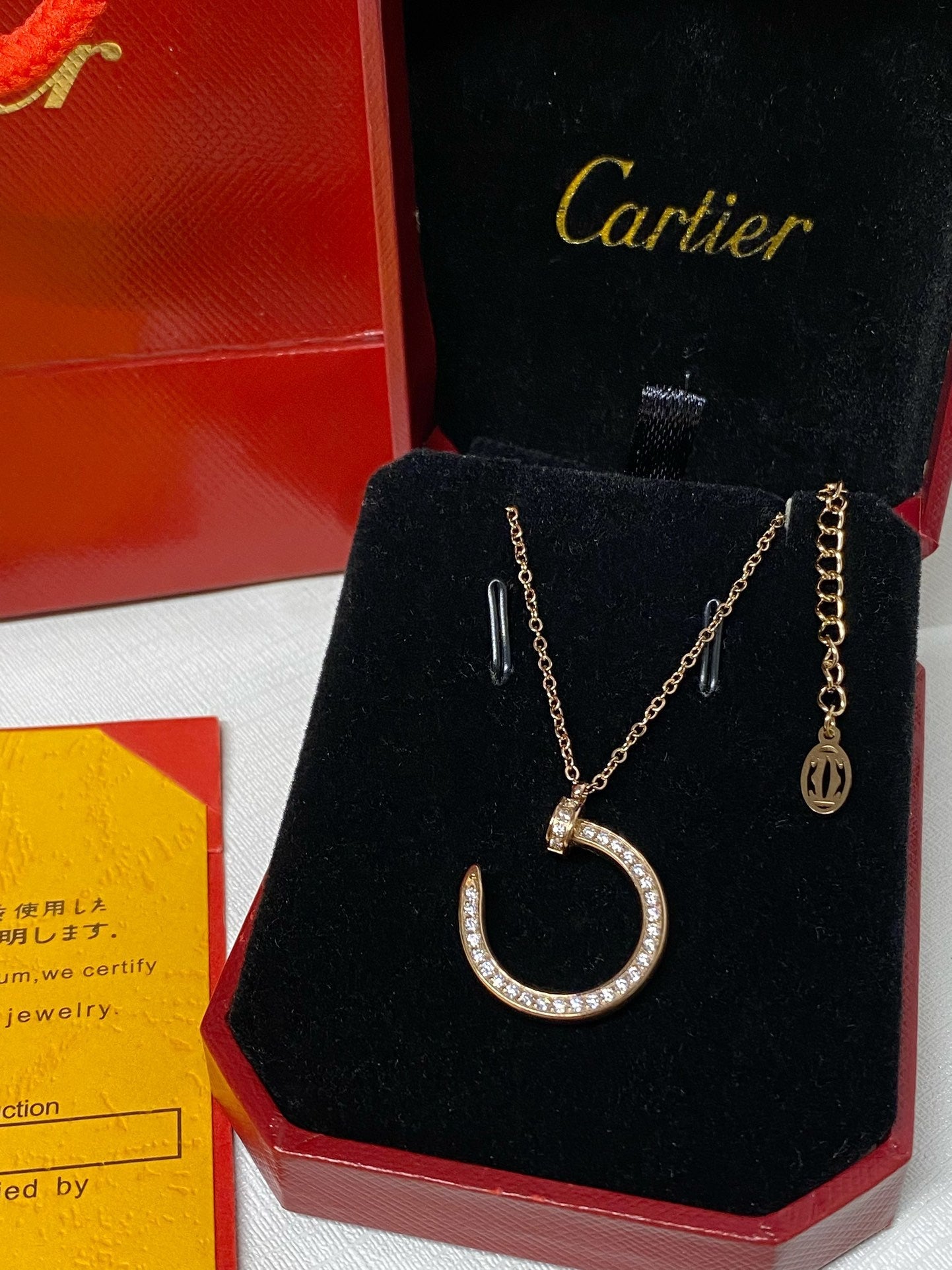 Diamond nail pendant necklace