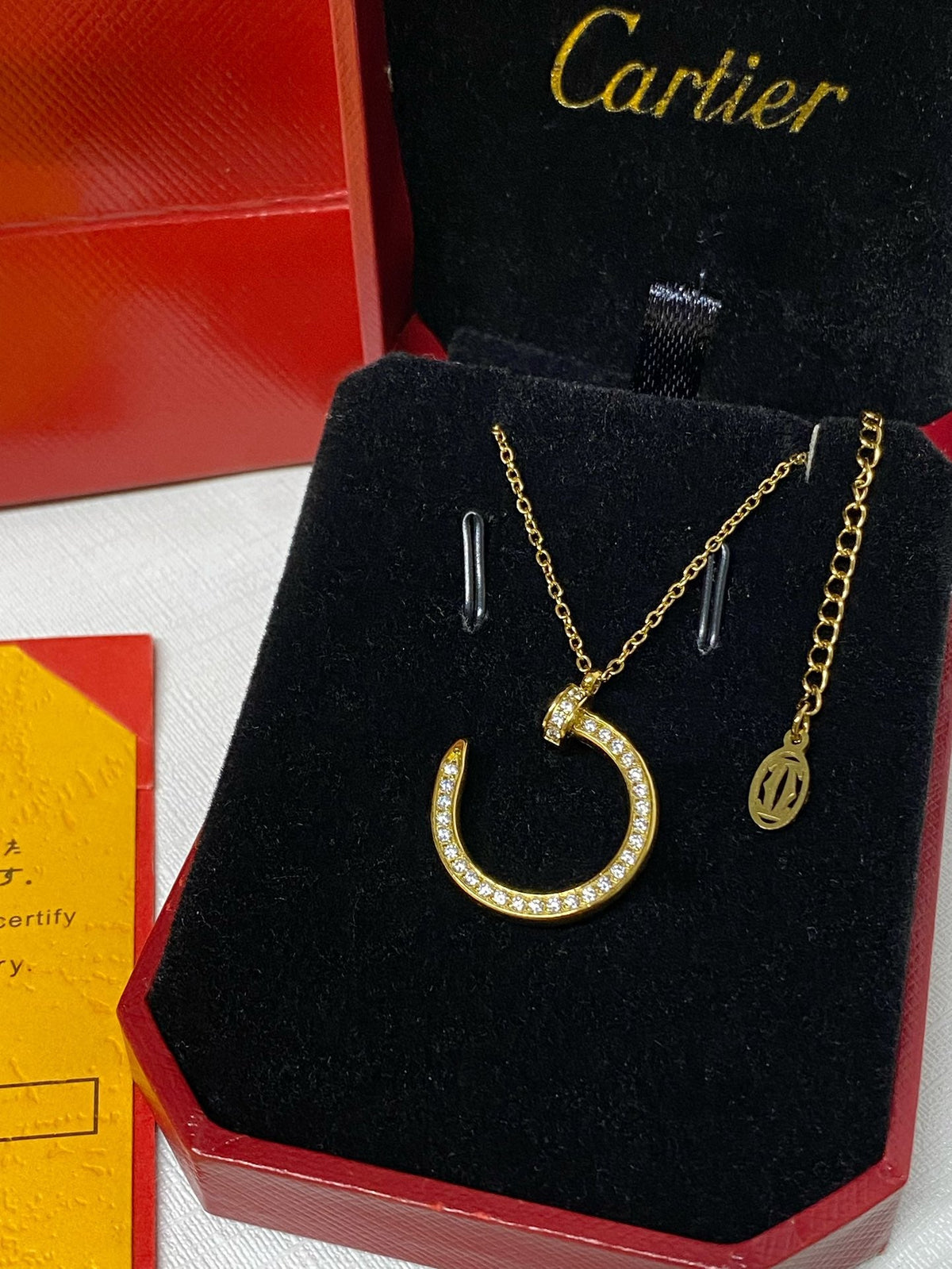 Diamond nail pendant necklace