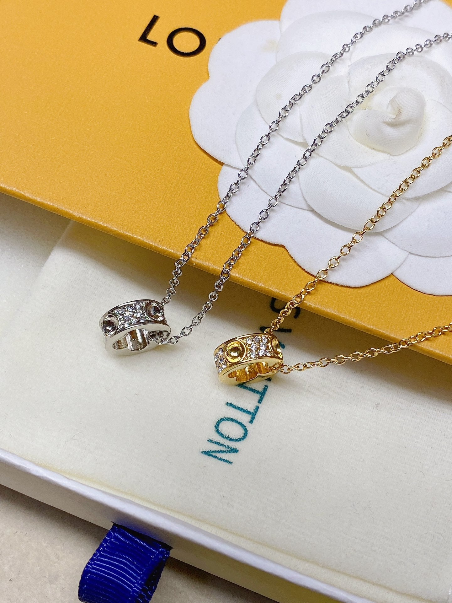 Diamond hoop pendant necklace