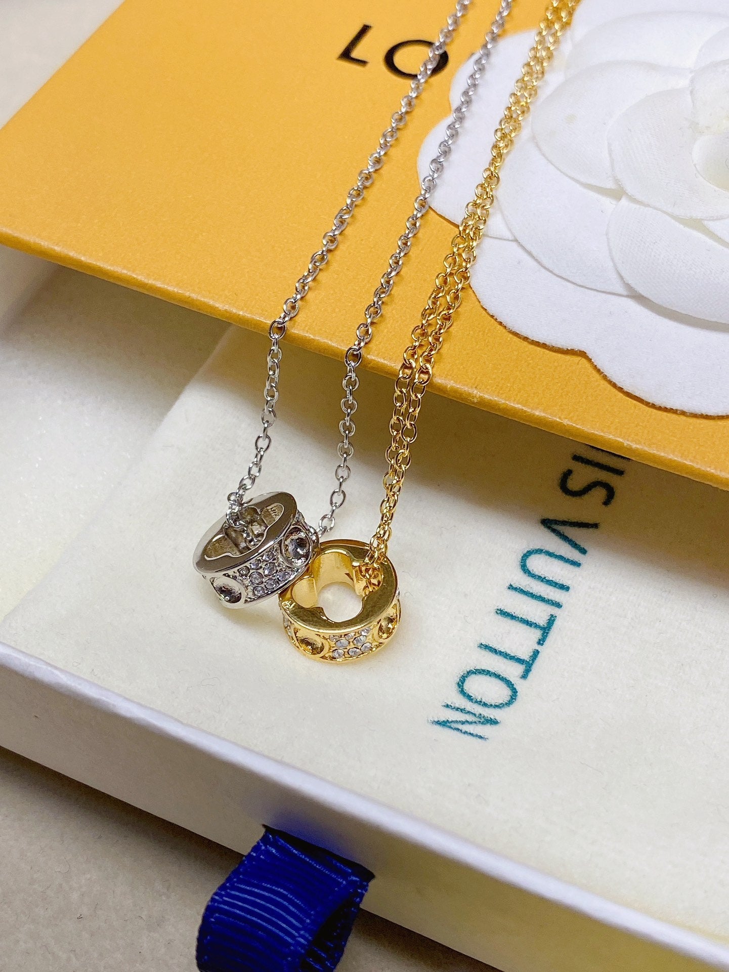 Diamond hoop pendant necklace