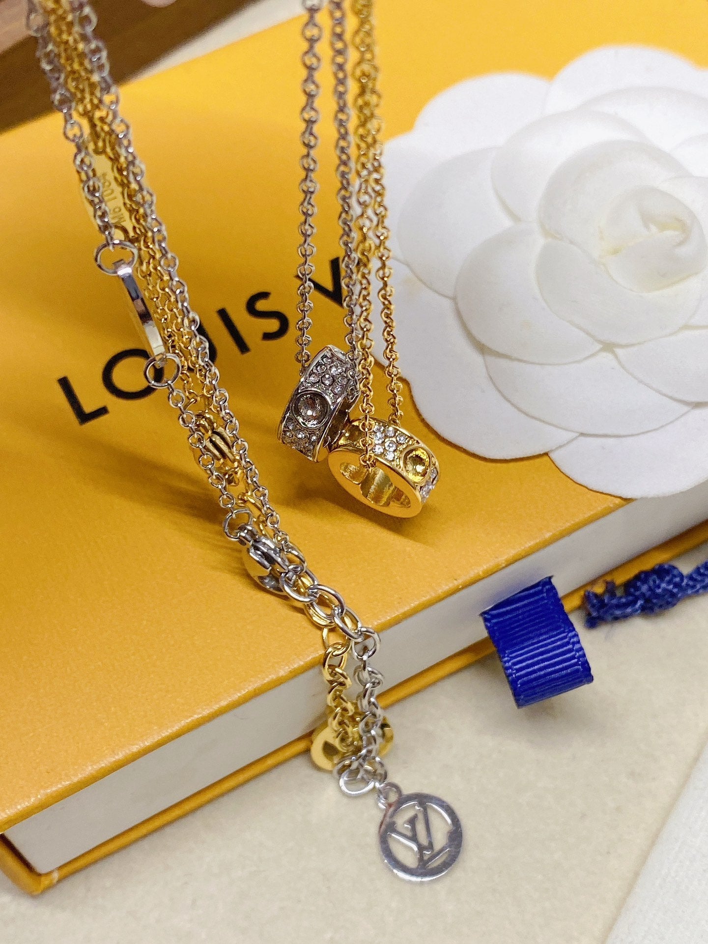 Diamond hoop pendant necklace