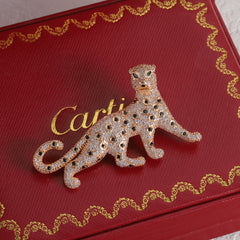 Diamond-encrusted leopard brooch