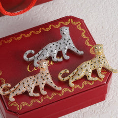 Diamond-encrusted leopard brooch
