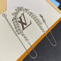 Fashionable double-row pearl necklace