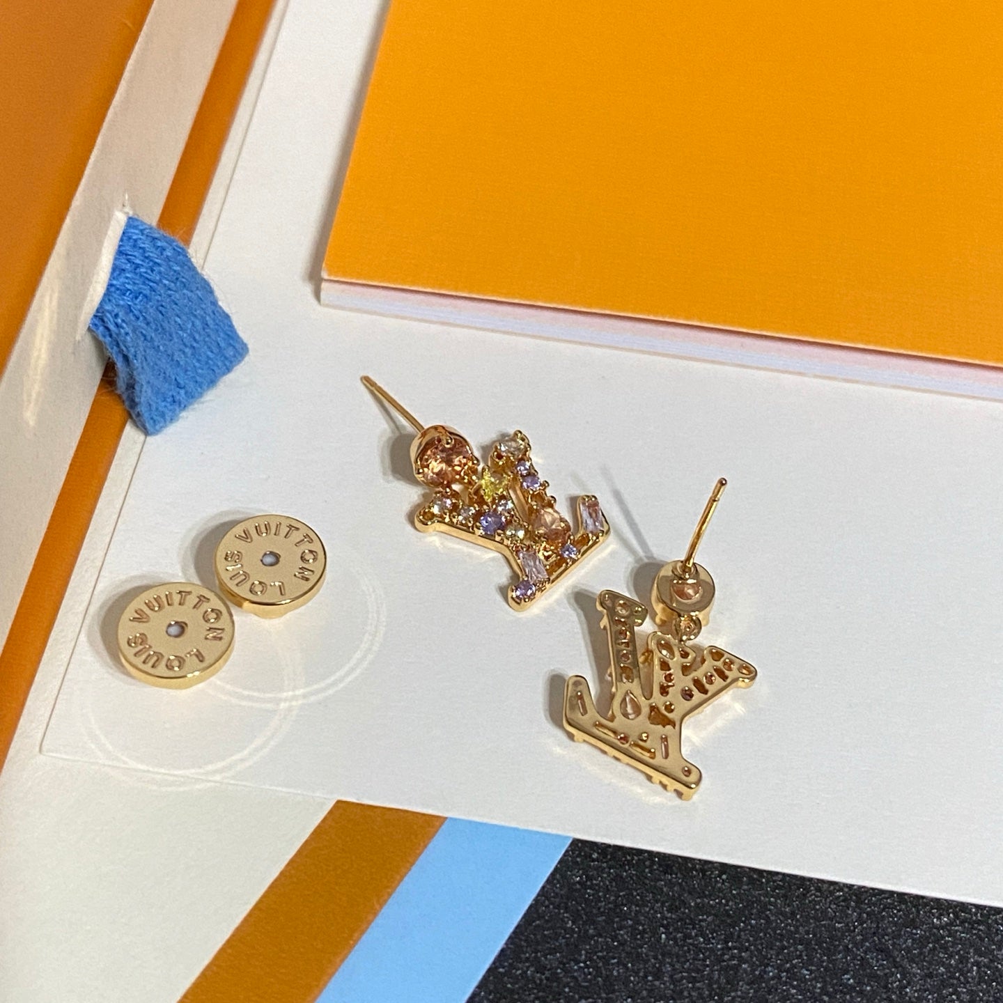 Colored Diamond Letter Earrings