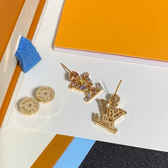 Colored Diamond Letter Earrings