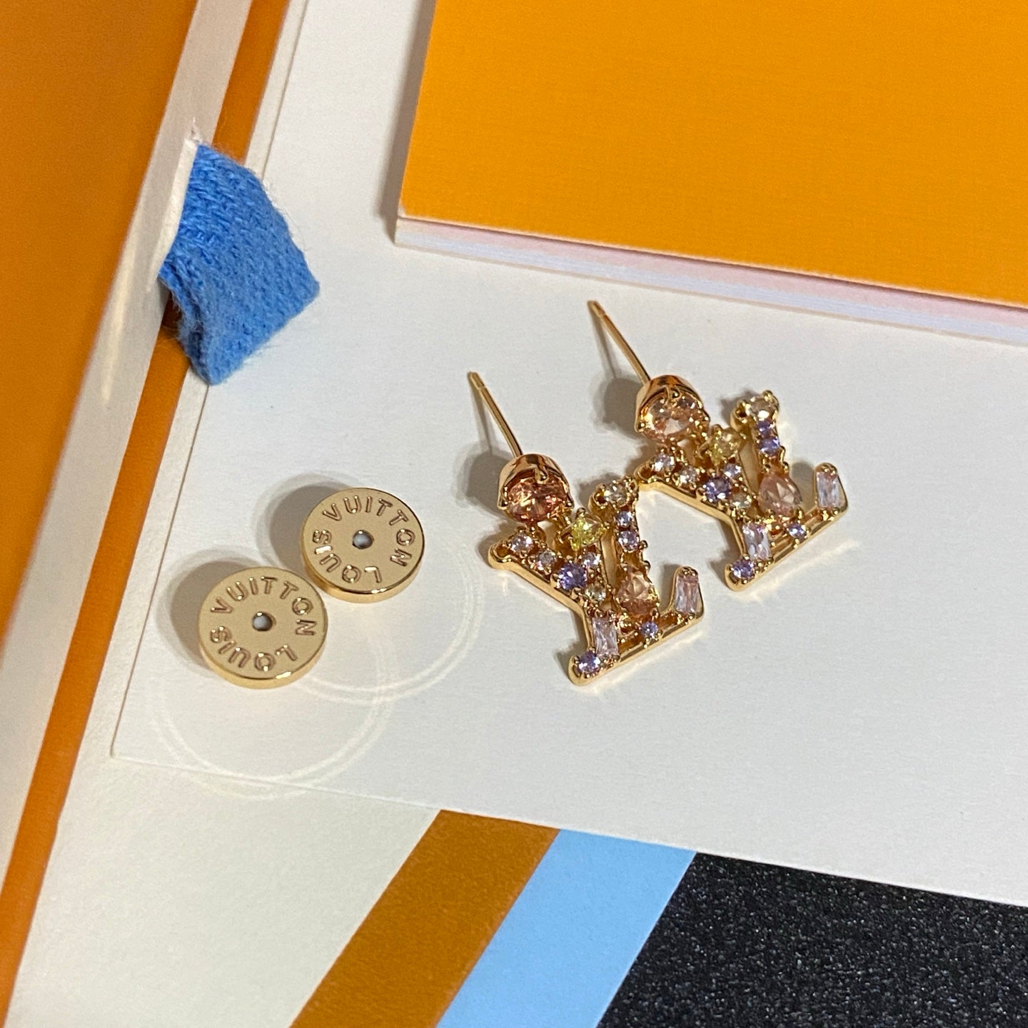 Colored Diamond Letter Earrings