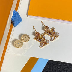 Colored Diamond Letter Earrings
