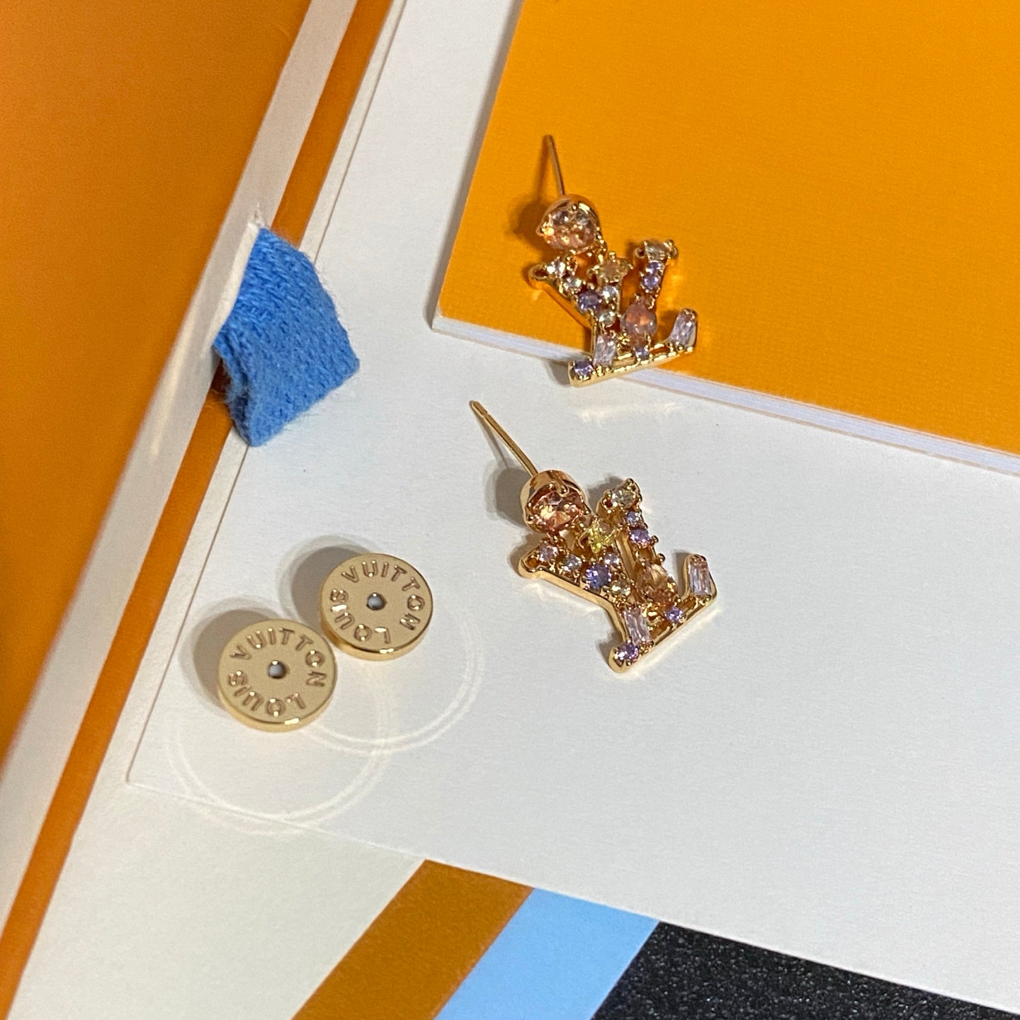 Colored Diamond Letter Earrings